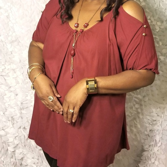 Libian Tops - Libian Cold Shoulder Short Sleeve Top